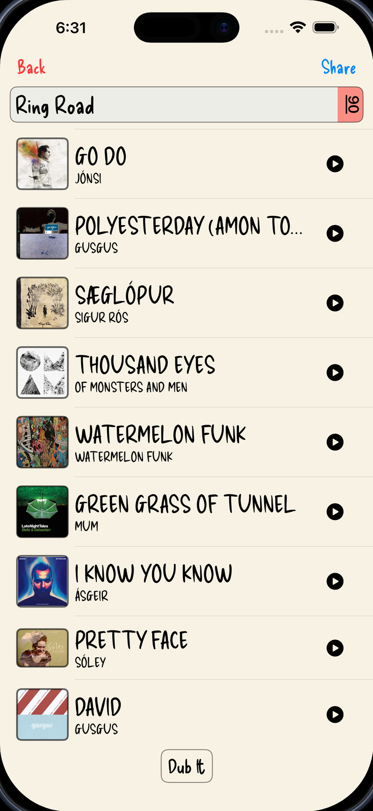 A community tape open in Trip Tunes with the Dub It button